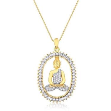 Imagem de Pingente Buda Jade Cristal Folheado A Ouro Zircônia - Radhau Joias, Ún