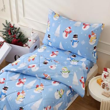Imagem de LONAVA Jogo de cama solteiro infantil de inverno - 4 peças, cama de microfibra ultramacia em uma bolsa com lençol de cima, boneco de neve