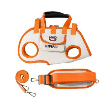 Imagem de Coleira Peitoral 3 em 1 para Cães, Bolsa de Transporte, Guia e Alça de Ombro Ajustável para Cachorros de Pequeno, Médio e Grande Porte (Laranja, G)