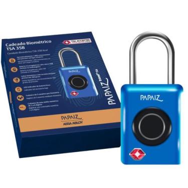 Imagem de Cadeado Biométrico TSA 35B Papaiz Impressão Digital Alta Segurança Via