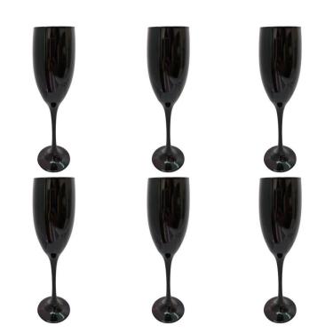 Imagem de Conjunto 6 Taças Vidro Preta Champagne 190 Ml Nadir