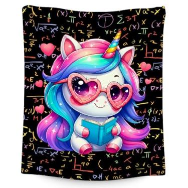 Imagem de Cobertores de unicórnio – Cobertor infantil para meninas adolescentes – 102 x 127 cm, aconchegante flanela macia para leitura, sofá e escritório