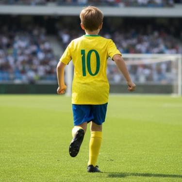 Imagem de Conjunto Futebol Infantil Camiseta e Shorts Torcedor Copa Brasil Uniss