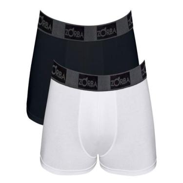 Imagem de Kit 2 Cuecas Boxer Plus Zorba 632717 P/GG, P, 027, Branco, Preto
