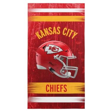 Imagem de NFL Kansas City Chiefs Toalha de praia de microfibra, 76 x 152 cm – Secagem rápida, resistente à areia, leve, altamente absorvente, design Blitz