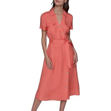 Imagem de Karl Lagerfeld Vestido feminino brilhante com botões, Fusion Coral, 40