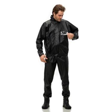 Imagem de Capa de chuva Motoqueiro Impermeável sem bolso com refletivo e gola - 