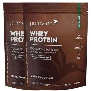 Imagem de Kit 2x Whey Protein Isolado Dark Chocolate 450g - PuraVida-Unissex