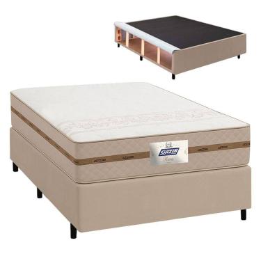 Imagem de Cama Box Baú Casal Gazin Colchão Com Molas 138x188x64cm Flora Bege