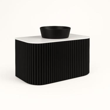 Imagem de Gabinete Para Banheiro Suspenso Manchester 80cm Branco/preto