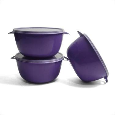 Imagem de Pote Plástico BOWL Marmita 1 Litro Tampa Cristal - GP Plástico, Roxo, 