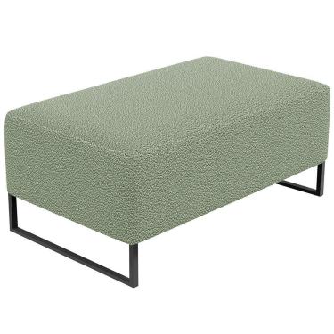 Imagem de Puff Decorativo Sala De Estar Cléo 90cm Base De Ferro Preto W01 Bouclê Oliva - Lyam Decor