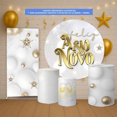 Imagem de Trio Capas Cilindro Painel Redondo 1,50m Lateral Festa Ano Novo - Fadr