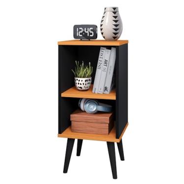 Imagem de Mesa de Cabeceira Com Nicho Pés Palito Retrô Quarto Cama Charme (Preto)