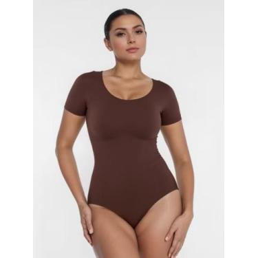 Imagem de Body Feminino Manga Curta Blusinha Basica Blogueira - Nati Store, Marr