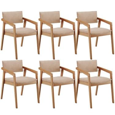 Imagem de Kit 06 Cadeiras Para Sala De Jantar Estar Living Giorgia B04 Suede Bege