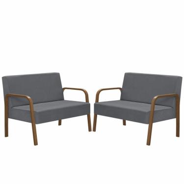 Imagem de Kit 2 Namoradeiras Jade Braço Madeira Suede Grafite