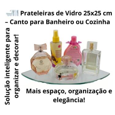 Imagem de Prateleira de Vidro 25x25 cm 8mm com Suporte  Porta Shampoo para Banhe