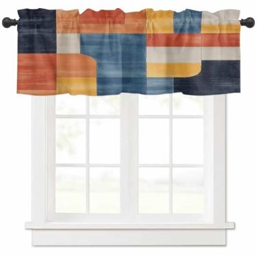 Imagem de Cortina amarela sanefa para janelas, cor minimalista abstrata bolso haste bolso cozinha saia quarto sala de estar pequena cortina curta 106.7 cm x 30.5 cm tratamentos de janela