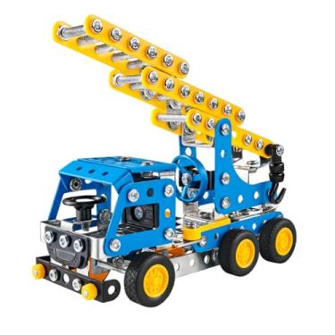 Imagem de Caminhão Montável de Construção, 206 Peças, Multicolorido, Plástico, com Luzes LED, Operação Automática, Brinquedo Educativo para Crianças 3 Anos e Acima, Alimentado por Pilhas AA