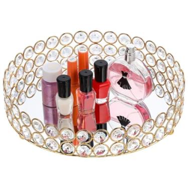 Imagem de Bandeja decorativa de maquiagem de cristal, organizador espelhado para perfume, joias, cuidados com a pele, 24 x 4 cm