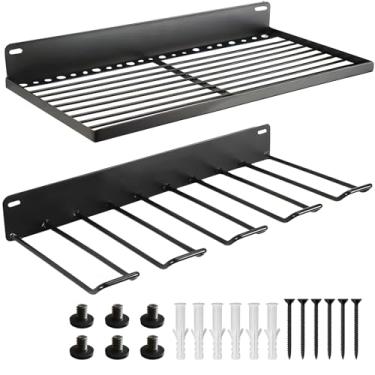 Imagem de Prateleiras de galpão para armazenamento de resina, duas peças, cesta de armazenamento de montagem na parede com parafusos, compatível com galpões, rack de ferramentas elétricas para garagem