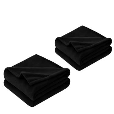 Imagem de Manta Casal, Coberta Manta Cobertor Casal Microfibra Lisa Antialérgica Coberta Macia Quentinha, 1,80x2,00m(PRETO,1 COBERTA)