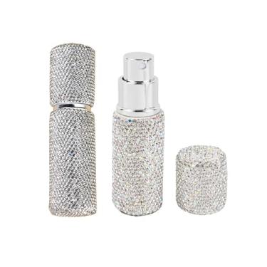 Imagem de Pacote com 1 frasco de perfume de diamante recarregável de 10 ml, atomizador de perfume de viagem com strass, mini spray à prova de vazamento para bolsa, atomizador de fragrância de viagem