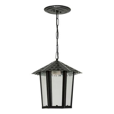 Imagem de Pendente Colonial Sextavado Vidro Blumenau Preto