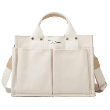 Imagem de Bolsa de Lona com Alça Mãe Grande Capacidade Messenger Ombro Múltiplos Bolsos Tote Portátil Reutilizável Fácil Limpar