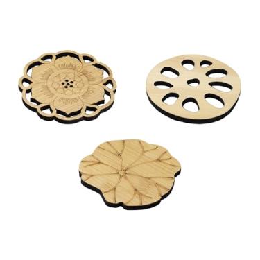 Imagem de GCFTIFF Porta-copos de bambu para mesa de café, conjunto de 3, porta-copos de cerâmica absorvente, serve para todos os copos, decoração de mesa de centro para proteção de mesa, presentes para