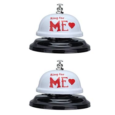 Imagem de Ainoli 2 unidades de sinos de refeição de aço inoxidável prensados ​​à mão, sinos de comida para restaurante, bar, pintura branca