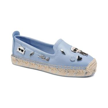 Imagem de Karl Lagerfeld Sandália feminina Michaela Slip on Espadrille com alfinetes, Azul claro, 41