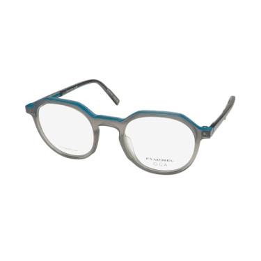 Imagem de MOREL Oga 10174o Armação de titânio para óculos/óculos de plástico acetato premium feito francês, sem alergia, óculos leves, Cinza/azul-petróleo, 50-22-145