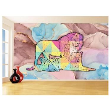 Imagem de Papel De Parede Animais Pop Art Familia Leões 3,5M Pxa397 - Você Decor