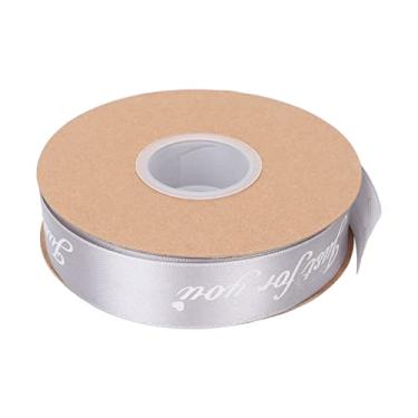 Imagem de Rolo de fita de cetim 2,5 cm 45yd impressão só para você poliéster DIY decoração de casamento embalagem de bolo de aniversário embrulho de presente faixa de cabelo decoração de (Cinza Prateado)