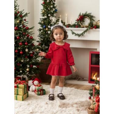 Imagem de Lindo vestido de Papai Noel vermelho para bebês meninas de Natal