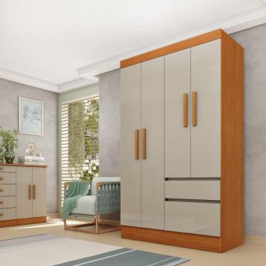 Imagem de Roupeiro Oregon 4 Portas E 2 Gavetas Tcil Cinamomo/off