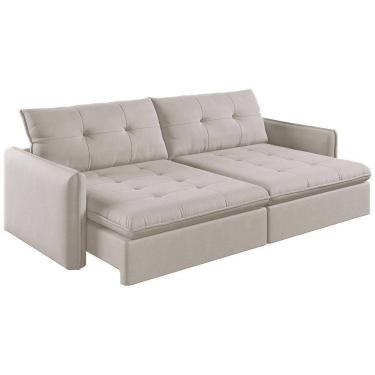 Imagem de Sofá Retrátil E Reclinável Lavanda 2,20m Linho Cor Cru 2320