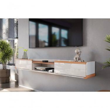 Imagem de Bancada Suspensa Atlas Off White Perolizado Jequitiba 2 Gavetas Lukaliam