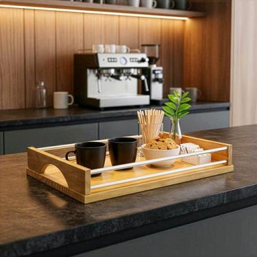 Imagem de Bandeja Decorativa Para Cantinho do Café com Alças - 55X28 - Beto Move