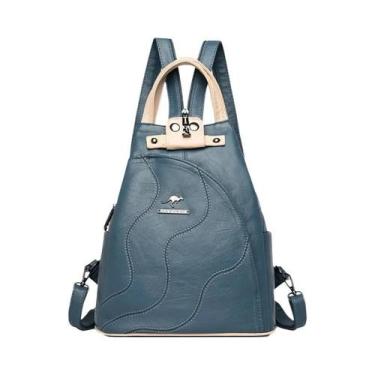 Imagem de Mochila De Couro Para Meninas Adolescentes, Bolsa De Viagem Com Zíper,