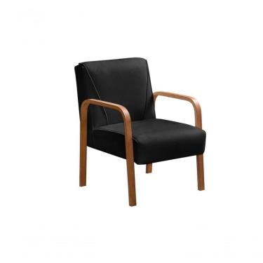 Imagem de Poltrona Decorativa Anita Cadeira Moderna Sala Recepção - Veludo Preto 410