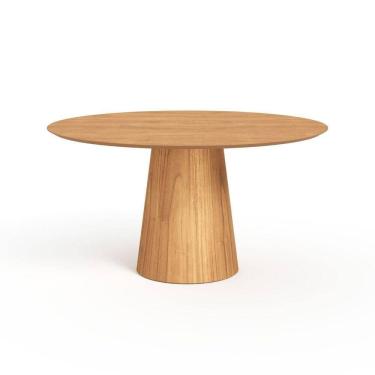 Imagem de Mesa De Jantar Redonda 150cm Scandi 8 Lugares Lamina Natural De Madeira