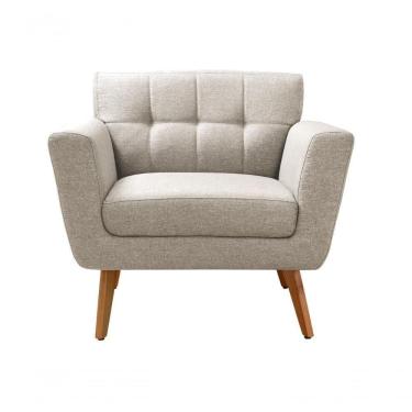 Imagem de Poltrona Decorativa Bruna Living Sala Quarto Recepção - Linho Bege 140