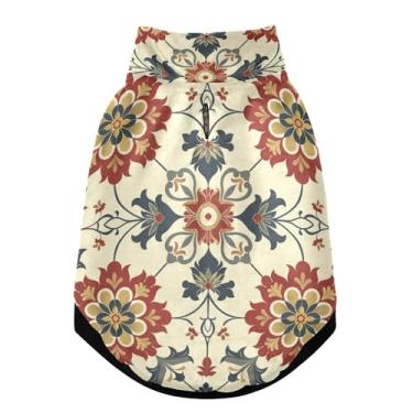 Imagem de SEHANY Casaco vintage Bohemia para cães pequenos, super quente, à prova de vento, jaqueta de inverno macia e aconchegante para animais de estimação para clima frio na neve com coleira para animais de