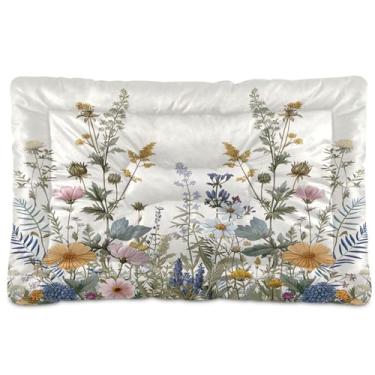 Imagem de SEHANY Cama para cães e gatos com flores silvestres coloridas com fundo antiderrapante, cama de canil, colchão macio para animais de estimação, lavável para cães pequenos, médios e grandes, gatos