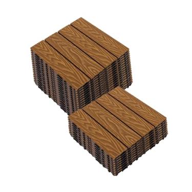Imagem de Azulejos de deck interligados, azulejos de piso de pátio composto WPC com sistema de clique função de drenagem para varanda piscina varanda quintal área de jogo terraço todos os climas uso D3 24 peças