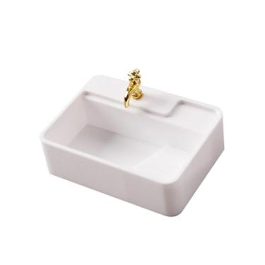 Imagem de menolana Pia de casa de bonecas em escala 1:12 - Miniaturas Decorativas para Decoração - Acessórios DIY - Móveis para Casa de Bonecas - Cenário de Vida - Micro, 5x3.5x1.5cm