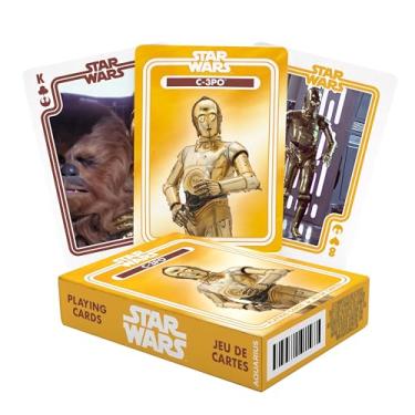 Imagem de AQUARIUS Cartas de baralho Star Wars – Baralho temático C3PO para seus jogos de cartas favoritos – Produto oficialmente licenciado por Star Wars e colecionáveis – Tamanho de pôquer com acabamento de linho
